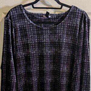 Intro Womens Size XL Long Sleeve Velour Hi/Lo Blouse Gray/Black